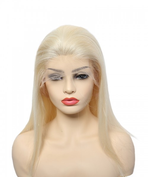 Virgin Blonde Full Lace Human Hair Wigs 130% Density 16 Inch