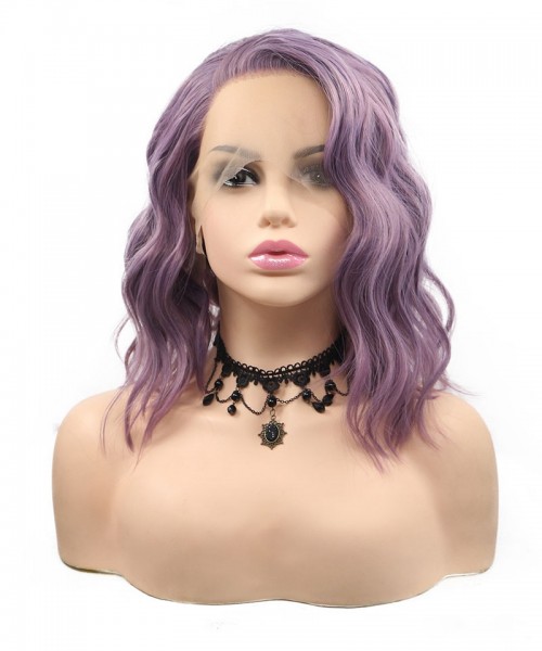 Invisilace Purple Bob Wig Synthetic Lace Front Wigs 