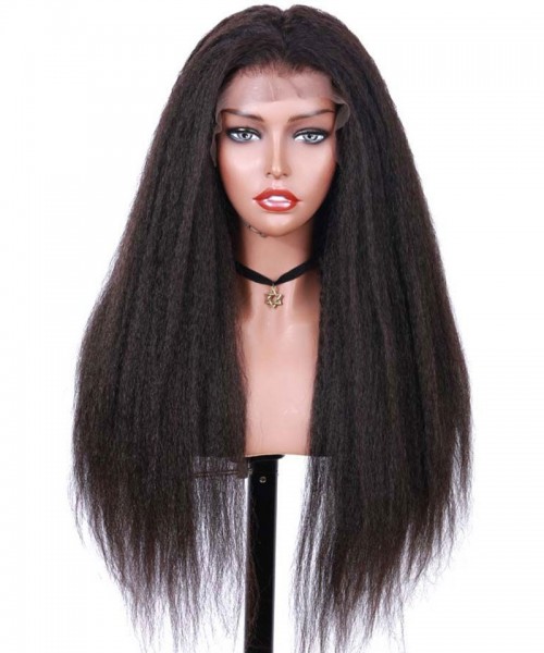 Invisilace Kinky Straight Full Lace Human Hair Wigs 150% Density 