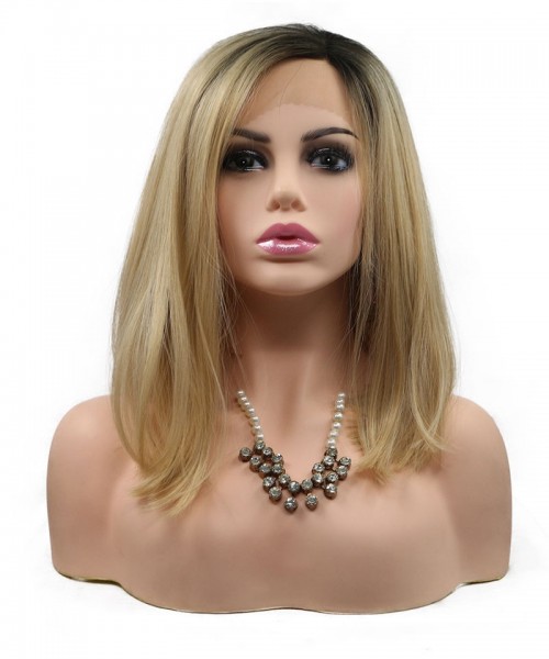 Invisilace Ombre Blonde Short Bob Synthetic Lace Front Wig 
