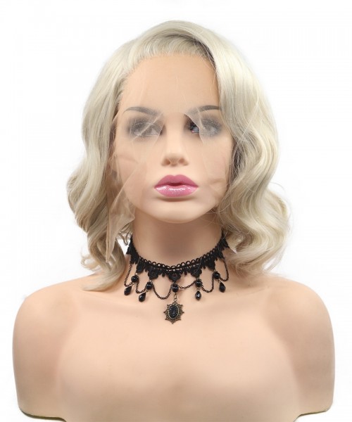 Invisilace Platinum Blonde Bob Synthetic Lace Front Wigs