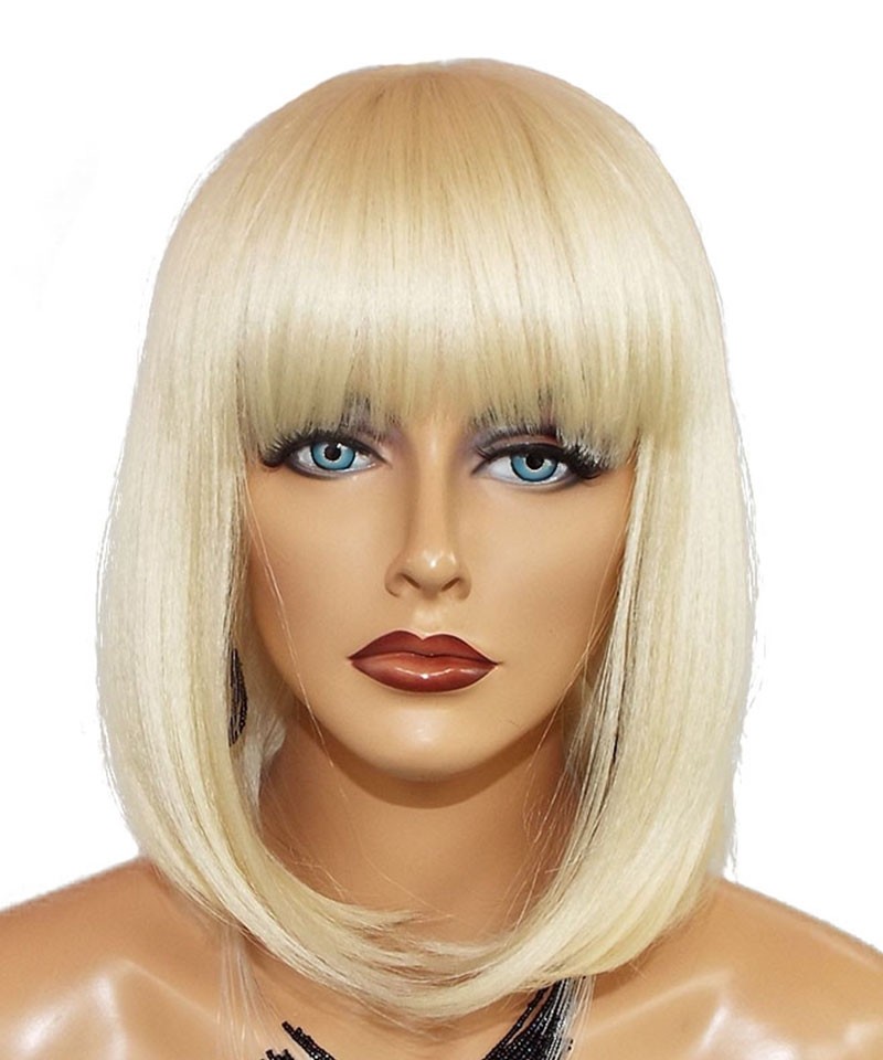 Invisilace 613 Blonde Bob Wig with Bangs Lace Front Human Hair Wigs 150
