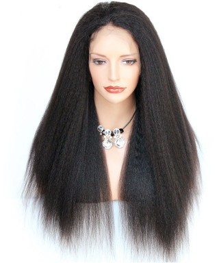 Invisilace 6inch Deep Part Fake Scalp Lace Front Wigs Kinky Straight 130% Density