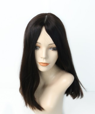 Invisilace Kosher Jewish Wig Human Hair Straight Silk Top Wigs 150% Density
