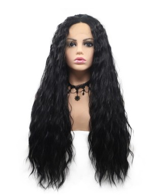 Invisilace Synthetic Lace Front Wigs Black Natural Wavy Wig Long