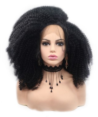 Invisilace Synthetic Lace Front Wigs Afro Kinky Curly Black Color