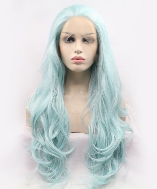 Invisilace Wavy Green Synthetic Lace Front Wigs Cosplay Wig