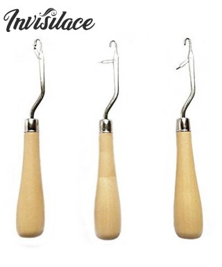 Invisilace 3pcs Wooden holder Latch Crochet Hair Needle Hook Dreadlock Tools