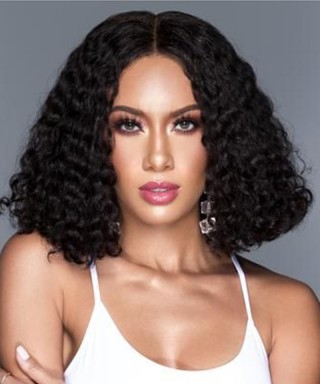 Natural Black Invisilace Loose Wave Curly Lob Wig Transparent Full Lace Human Hair Wig 130% Density 