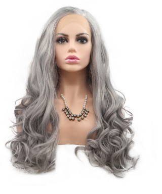 Invisilace Gray Body Wave Long Synthetic Wigs For Women