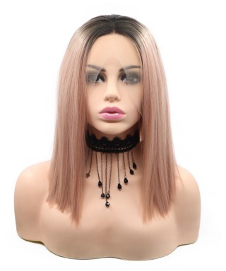 Invisilace Ombre Pink Bob Synthetic Lace Front Wigs