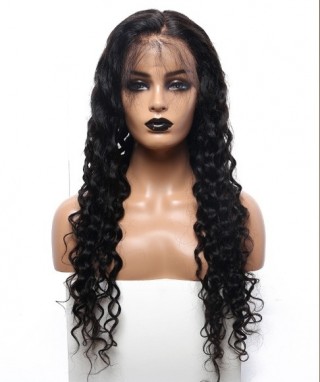 Invisilace 13x6 Lace Front Human Hair Wig Water Wave Natural Black Color 150% Density 