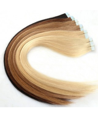 Invisilace Double Drawn Human Hair Invisible Remy Cuticle Tape In Hair Extensions