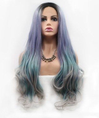 Invisilace Mixed Mermaid Color Synthetic Lace Front Wig