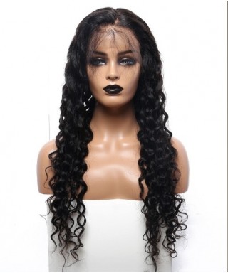 Invisilace 13x6 Lace Front Human Hair Wig Water Wave Natural Black Color 150% Density
