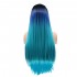 Invisilace Ombre Blue Synthetic Lace Front Wig Straight