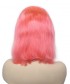 Short Bob Wig Human Hair 130% Density Pink Colored Lace Front Wigs 