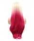 Invisilace Blonde Pink Ombre Straight Long Synthetic Lace Front Wigs 