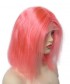 Short Bob Wig Human Hair 130% Density Pink Colored Lace Front Wigs 