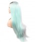 Invisilace Synthetic Lace Front Wig Long Straight Half Gray Half Green