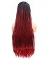 Invisilace Ombre Red Braided Synthetic Lace Front Wigs