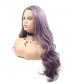 Invisilace Long Purple Natural Wave Synthetic Lace Front Wigs