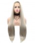 Invisilace Silver Blonde Straight Long Synthetic Hair Wig 