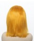 Lace Front Human Hair Wigs Orange Short Bob Wig 130% Density