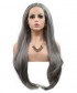 Invisilace Synthetic Hair Lace Front Wig Straight Dark Grey Long Style 