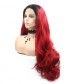 Invisilace 1B Red Ombre Wavy Long Synthetic Lace Front Wigs 