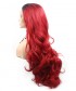 Invisilace 1B Red Ombre Wavy Long Synthetic Lace Front Wigs 
