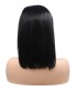Invisilace Straight Asymmetry Bob Synthetic Lace Front Wig Black Color
