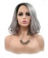 Invisilace 1B Gray Ombre Short Bob Wig Wavy Synthetic Lace Front Wigs