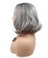 Invisilace 1B Gray Ombre Short Bob Wig Wavy Synthetic Lace Front Wigs