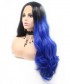 Invisilace Half Black Half Blue Wavy Synthetic Lace Front Wigs