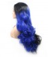 Invisilace Half Black Half Blue Wavy Synthetic Lace Front Wigs