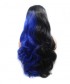 Invisilace Half Black Half Blue Wavy Synthetic Lace Front Wigs