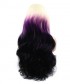 Invisilace Ombre Blonde Purple Black Wavy Synthetic Lace Front Wigs