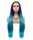 Invisilace Ombre Blue Synthetic Lace Front Wig Straight