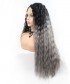 Invisilace Synthetic Lace Front Wigs Long Deep Wave 1B Gray Ombre Wig