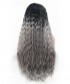 Invisilace Synthetic Lace Front Wigs Long Deep Wave 1B Gray Ombre Wig