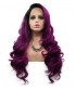 Invisilace Ombre Dark Purple Body Wave Long Synthetic Lace Front Wigs 