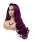 Invisilace Ombre Dark Purple Body Wave Long Synthetic Lace Front Wigs 