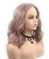 Invisilace Dark Pink Natural Wave Bob Synthetic Lace Front Wigs 