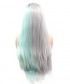 Invisilace Synthetic Lace Front Wig Long Straight Half Gray Half Green