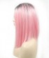 Invisilace Short Bob Wig Ombre Pink Synthetic Lace Front Wigs 