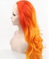 Invisilace Long Red Orange Ombre Wavy Cosplay Synthetic Lace Front Wig