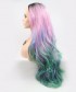 Pink Mixed Color body wave Invisilace Synthetic Hair Wig 