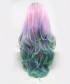 Pink Mixed Color body wave Invisilace Synthetic Hair Wig 