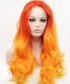 Invisilace Long Red Orange Ombre Wavy Cosplay Synthetic Lace Front Wig